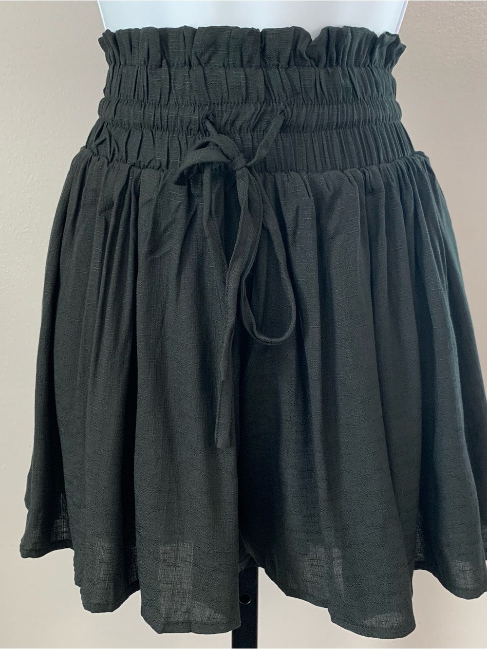 NWT Umgee Black Smocked-Waist Shortss with Tie